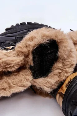 Damskie Ocieplane Buty Sportowe Sznurowane Czarne Kerberos