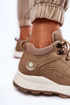 Damskie Ocieplane Buty Trekkingowe Trapery Beżowe Otto