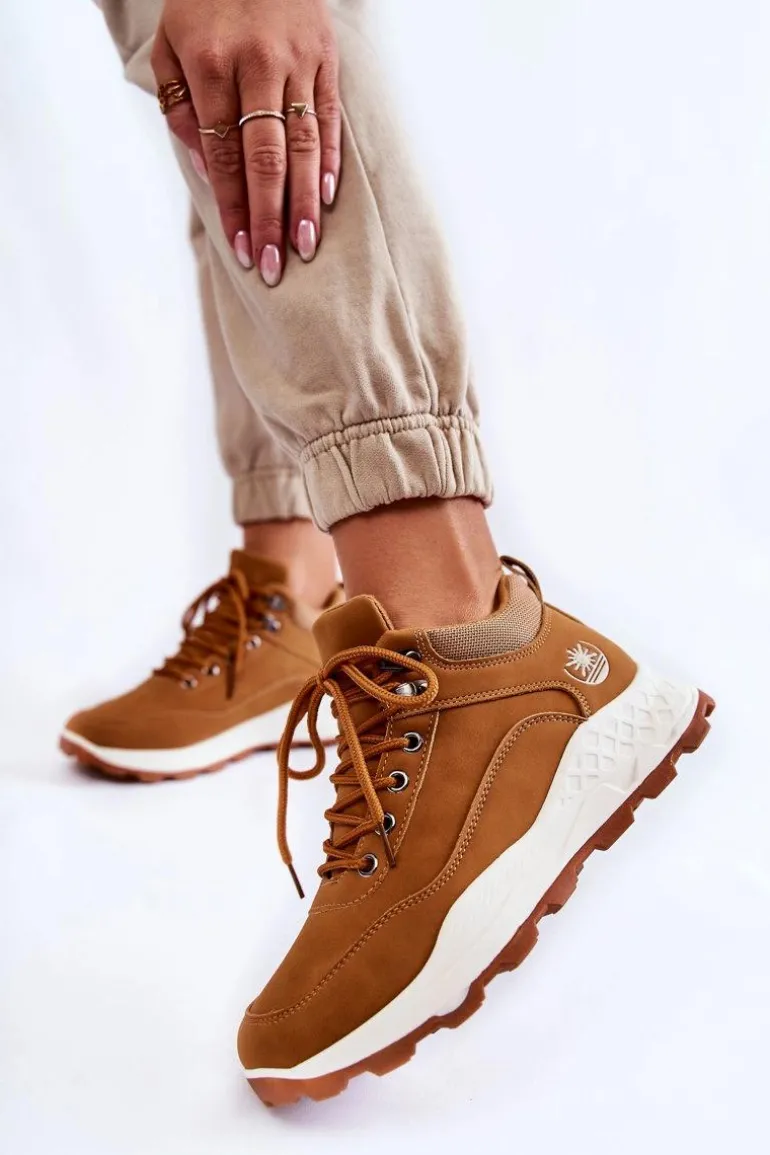 Damskie Ocieplane Buty Trekkingowe Trapery Camel Otto