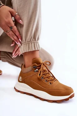 Damskie Ocieplane Buty Trekkingowe Trapery Camel Otto