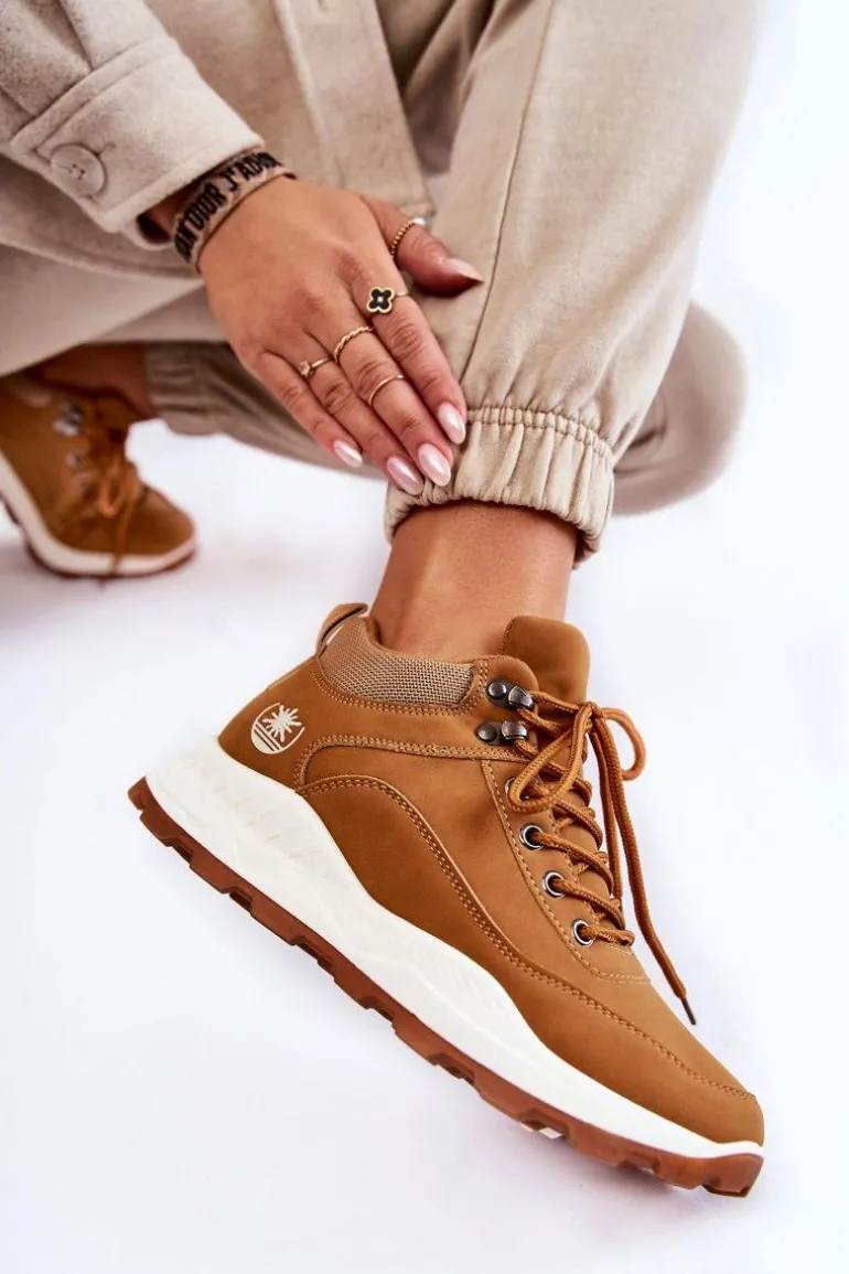 Damskie Ocieplane Buty Trekkingowe Trapery Camel Otto