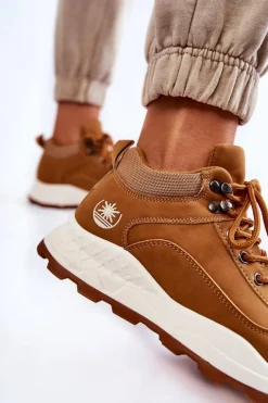 Damskie Ocieplane Buty Trekkingowe Trapery Camel Otto