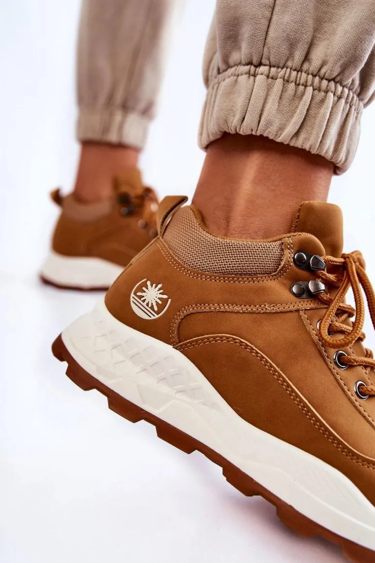 Damskie Ocieplane Buty Trekkingowe Trapery Camel Otto