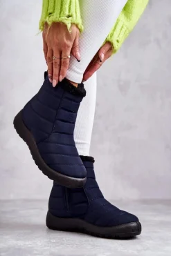 Damskie Ocieplane Śniegowce Granatowe Mezyss