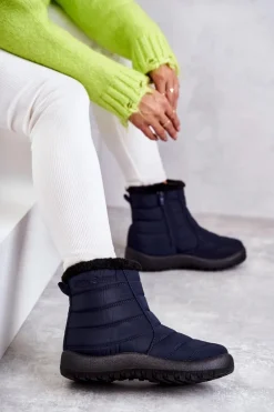 Damskie Ocieplane Śniegowce Granatowe Mezyss