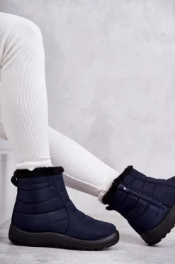 Damskie Ocieplane Śniegowce Granatowe Mezyss