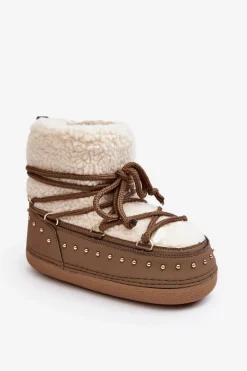 Damskie Ocieplane Śniegowce Brązowe Rohes