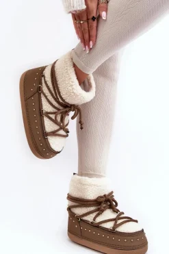 Damskie Ocieplane Śniegowce Brązowe Rohes