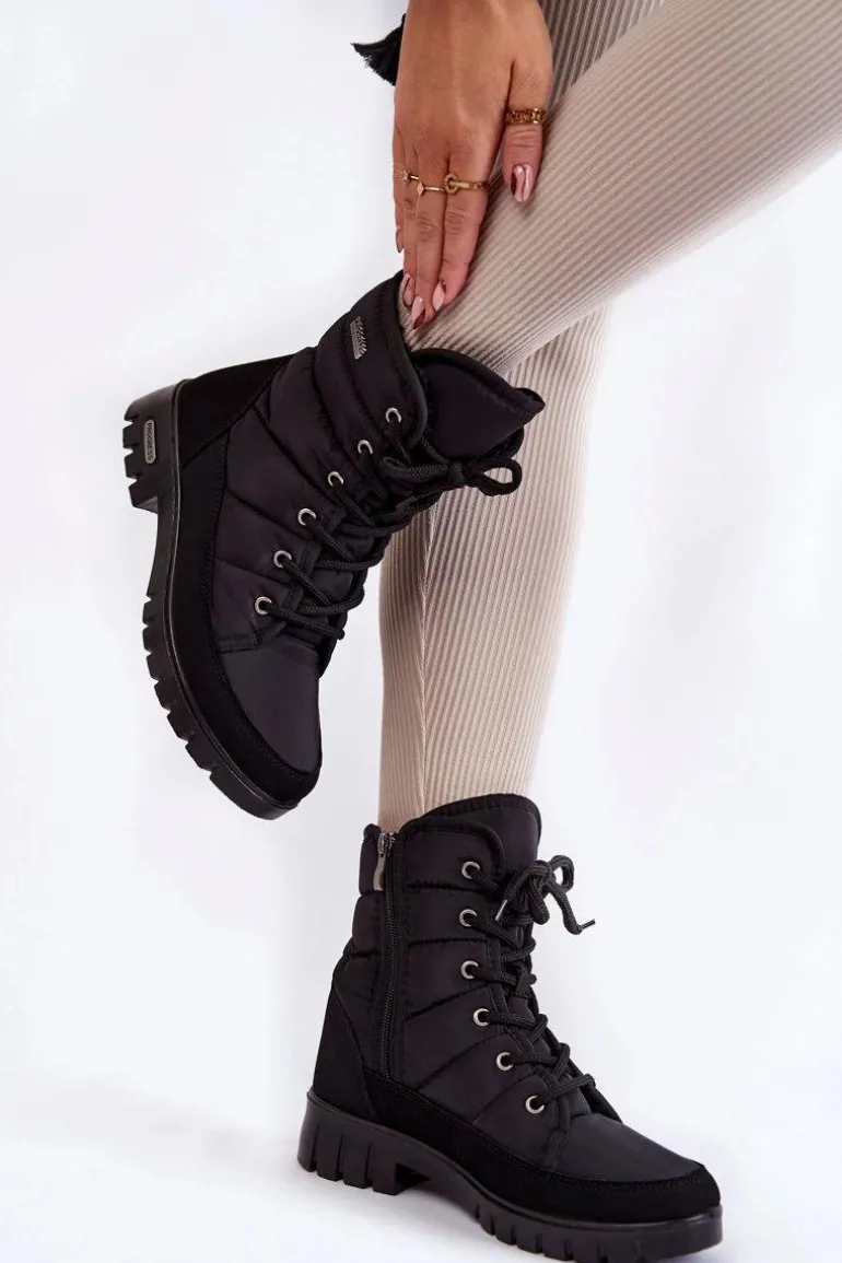 Damskie Ocieplane Śniegowce Progress PROGJ-21-14 Czarne