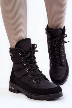 Damskie Ocieplane Śniegowce Progress PROGJ-21-14 Czarne