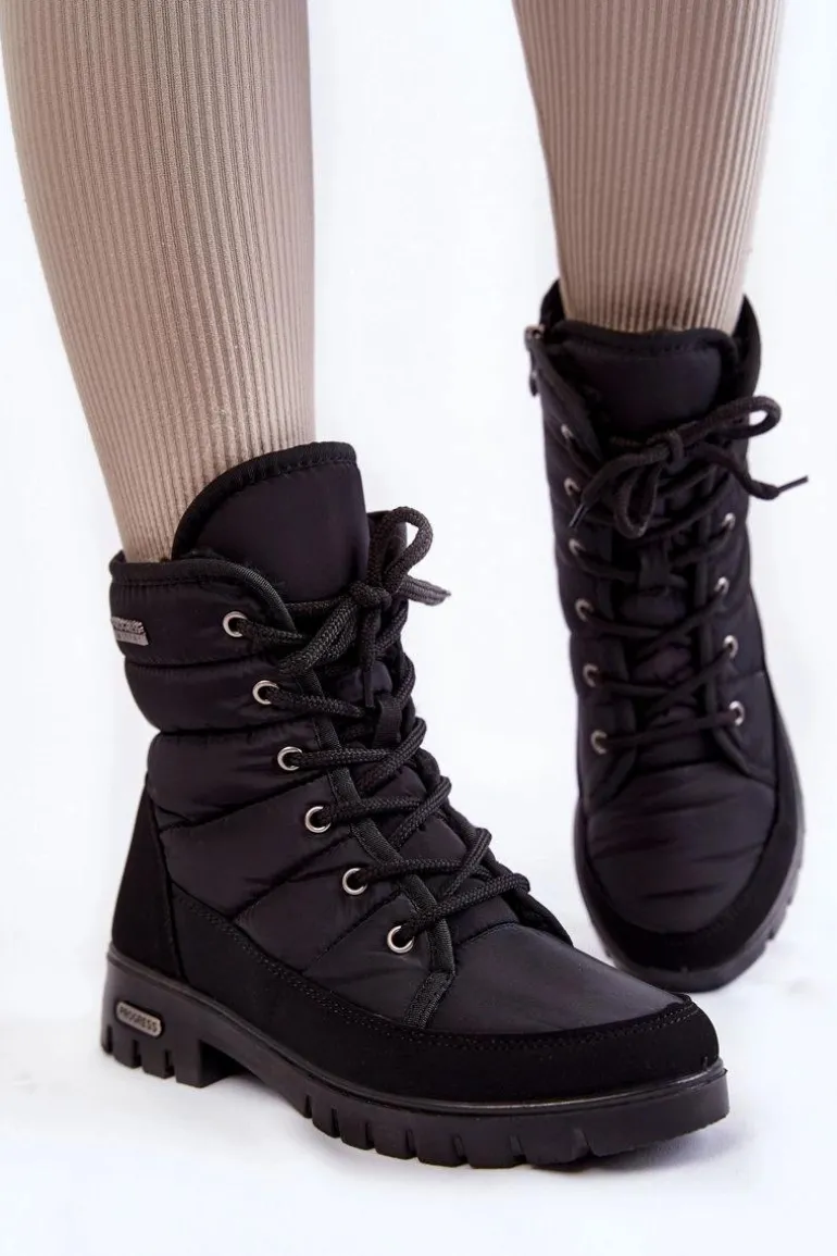 Damskie Ocieplane Śniegowce Progress PROGJ-21-14 Czarne