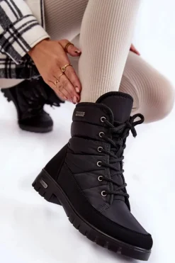 Damskie Ocieplane Śniegowce Progress PROGJ-21-14 Czarne