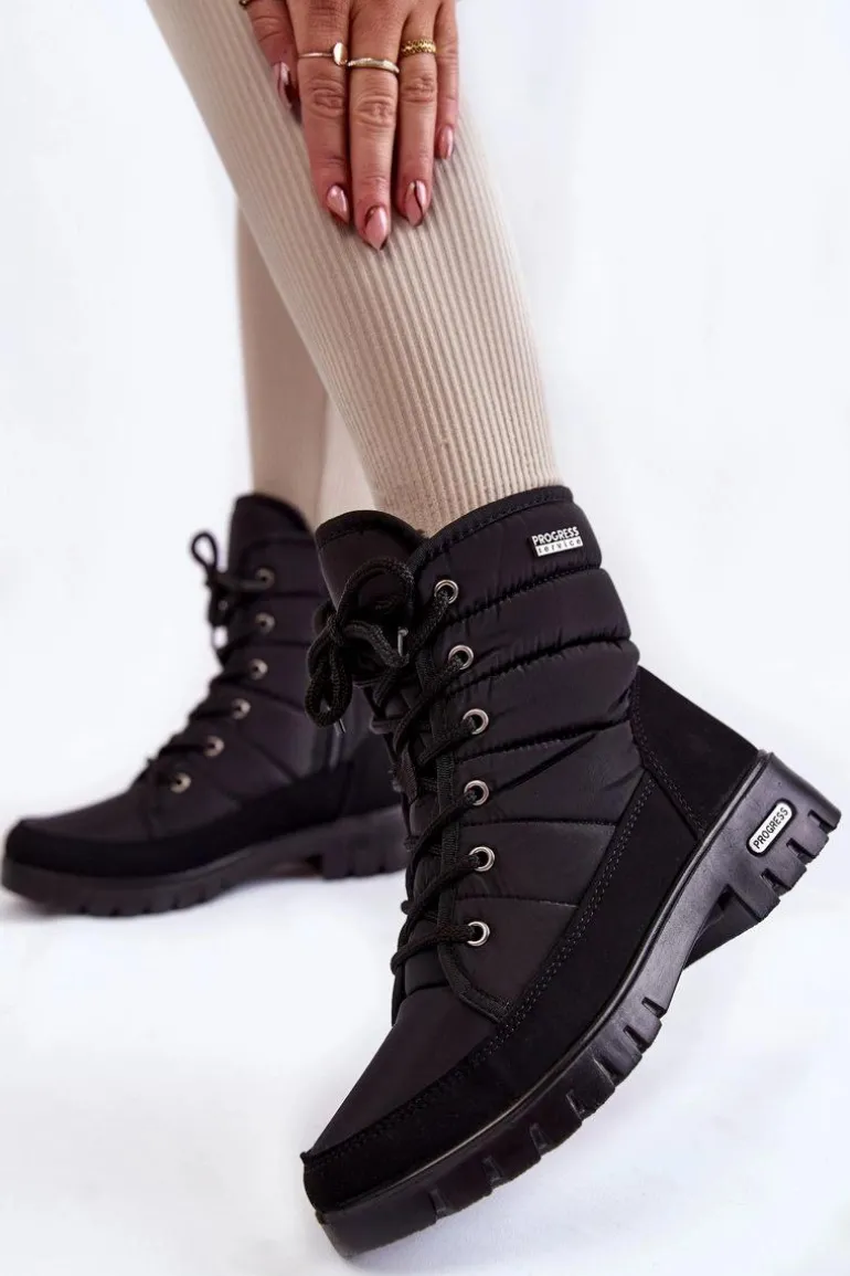 Damskie Ocieplane Śniegowce Progress PROGJ-21-14 Czarne