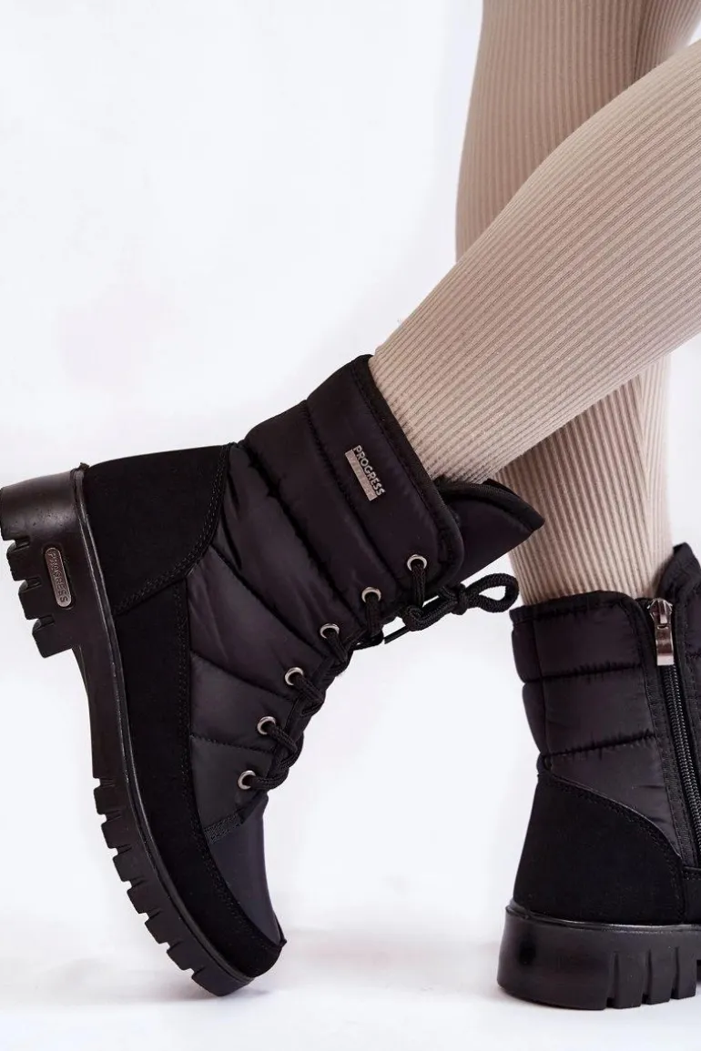 Damskie Ocieplane Śniegowce Progress PROGJ-21-14 Czarne