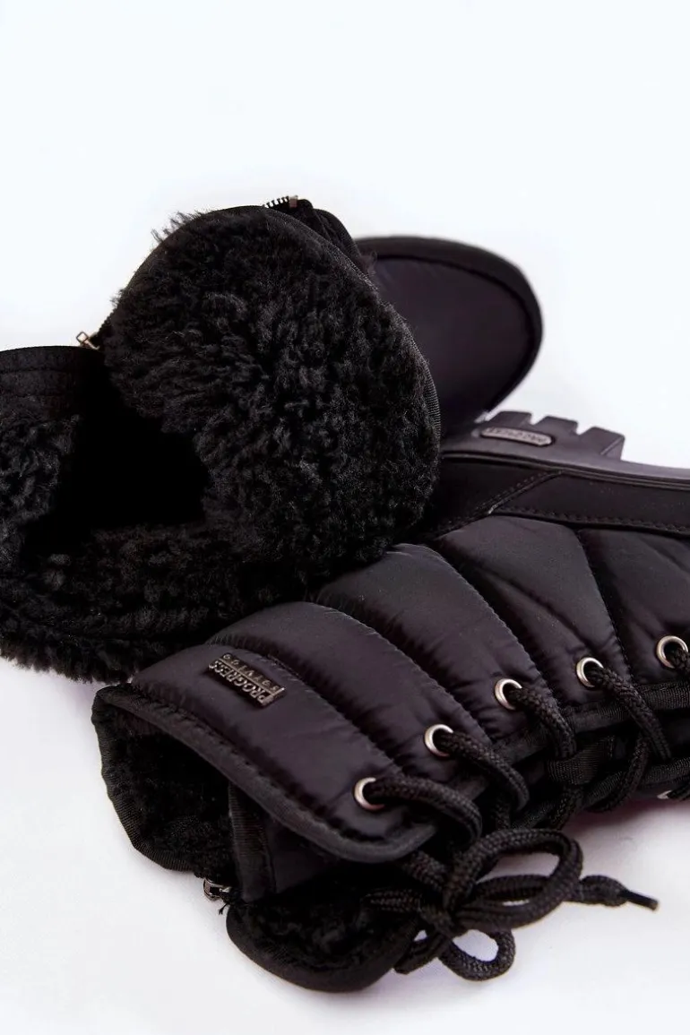 Damskie Ocieplane Śniegowce Progress PROGJ-21-14 Czarne