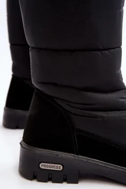 Damskie Ocieplane Śniegowce Progress PROGJ-22-136 Czarne