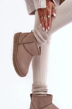 Damskie Ocieplane Śniegowce Ciemnobeżowe Big Star KK274294