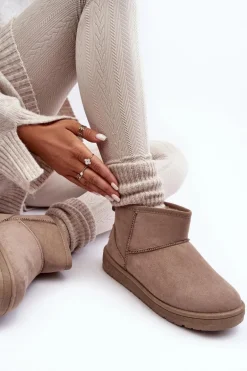 Damskie Ocieplane Śniegowce Ciemnobeżowe Big Star KK274294