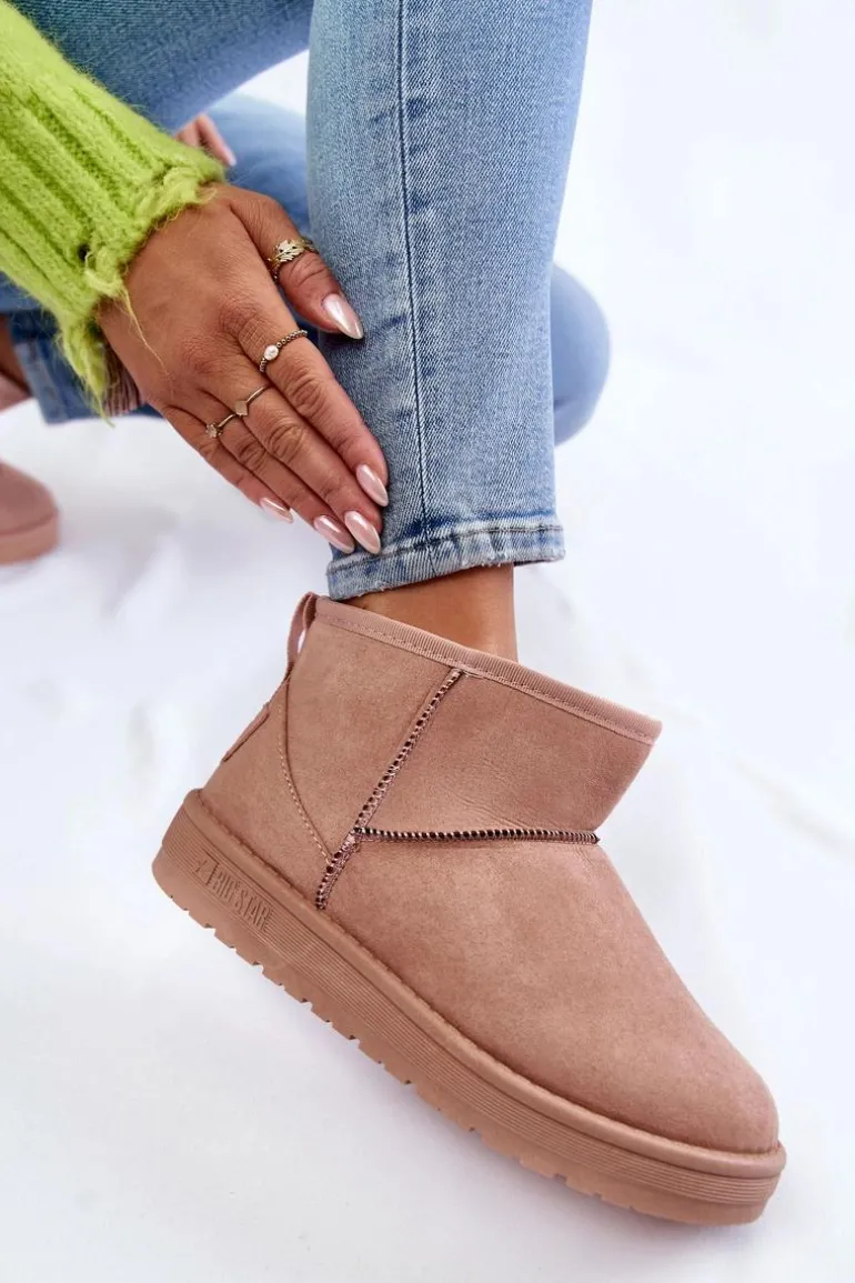 Damskie Ocieplane Śniegowce Big Star KK274293 Jasnoróżowe