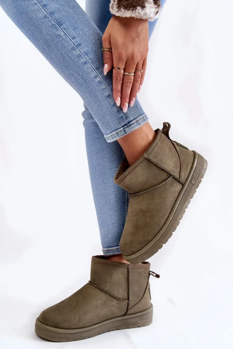 Damskie Ocieplane Śniegowce Big Star KK274292 Khaki