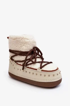 Damskie Ocieplane Śniegowce Beżowe Rohes