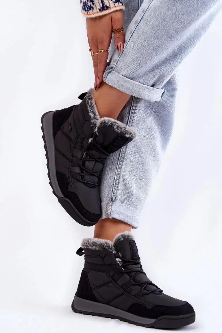 Damskie Ocieplane Śniegowce Cross Jeans KK2R4016C Czarne