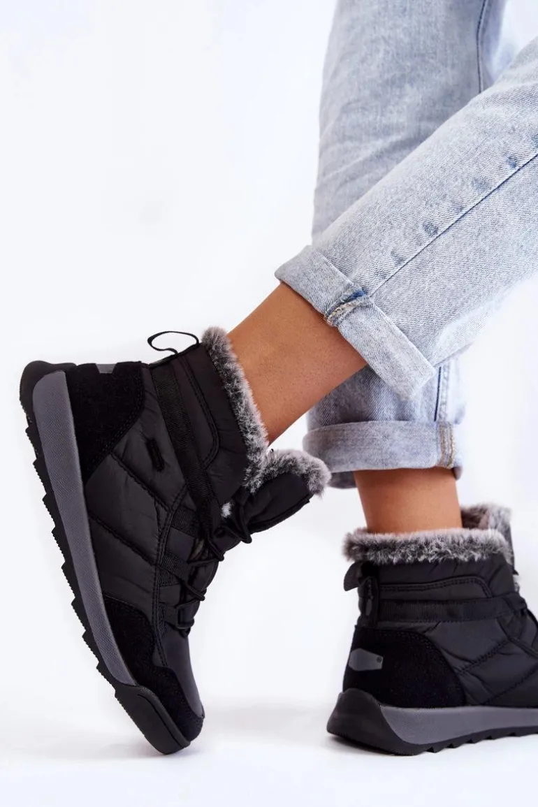 Damskie Ocieplane Śniegowce Cross Jeans KK2R4016C Czarne