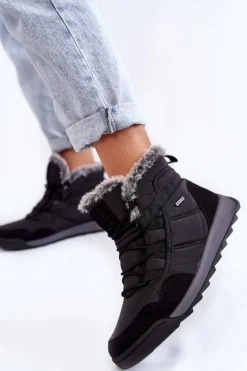 Damskie Ocieplane Śniegowce Cross Jeans KK2R4016C Czarne