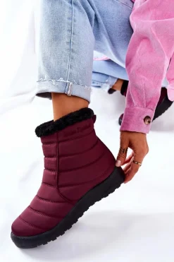 Damskie Ocieplane Śniegowce Burgund Mezyss