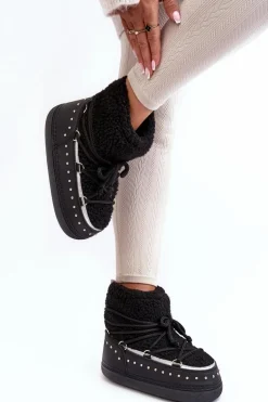 Damskie Ocieplane Śniegowce Czarne Rohes