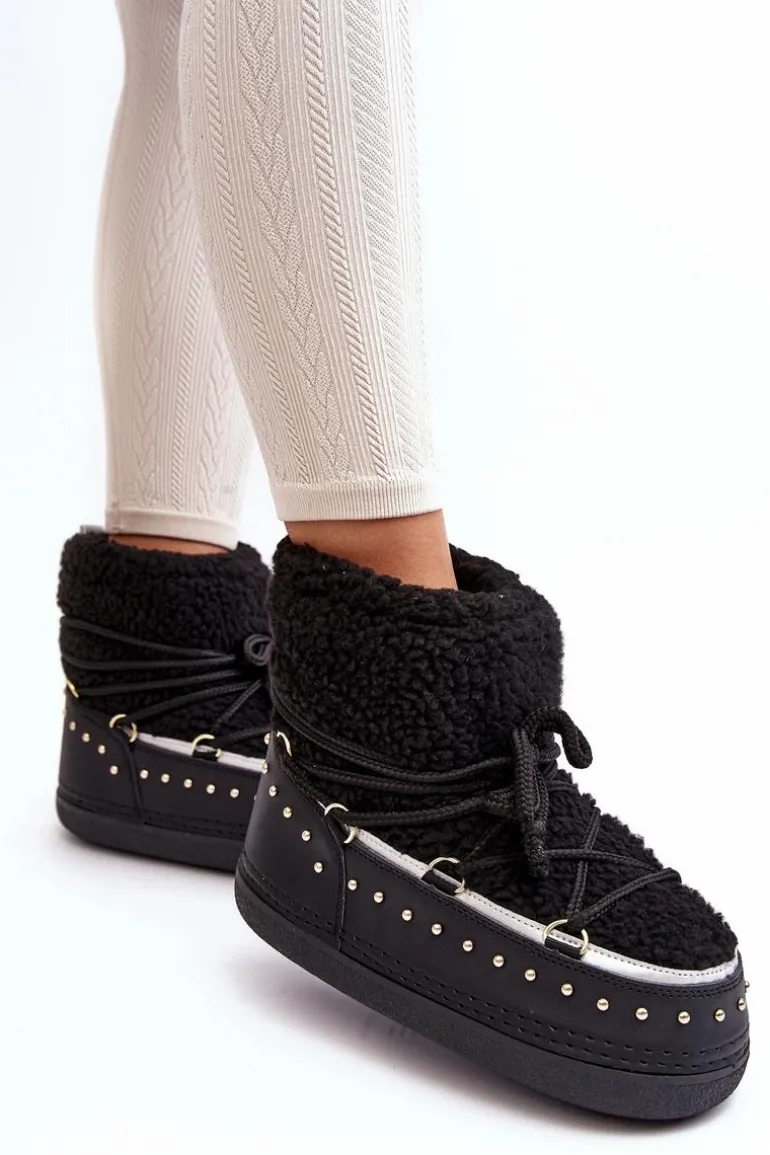 Damskie Ocieplane Śniegowce Czarne Rohes