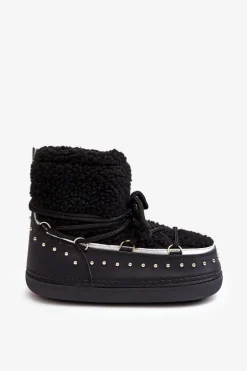 Damskie Ocieplane Śniegowce Czarne Rohes