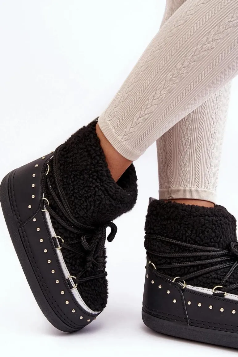 Damskie Ocieplane Śniegowce Czarne Rohes