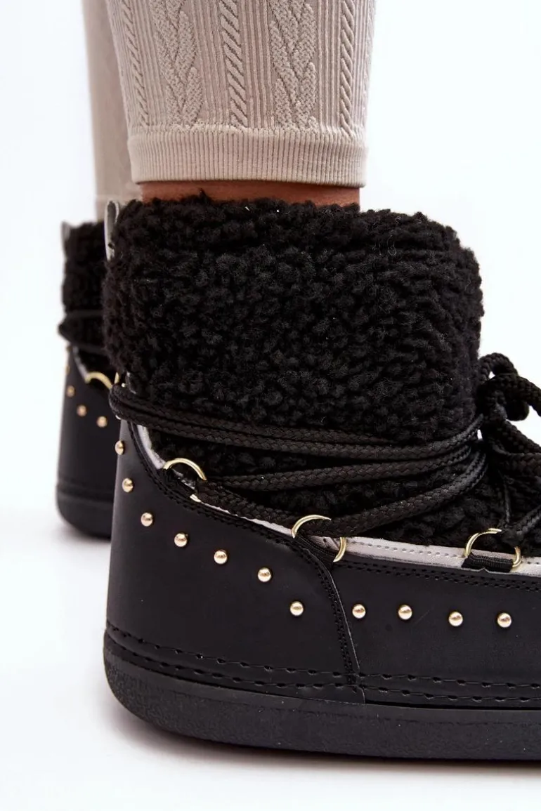 Damskie Ocieplane Śniegowce Czarne Rohes