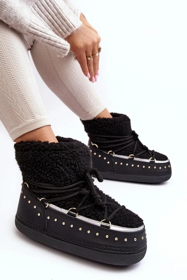 Damskie Ocieplane Śniegowce Czarne Rohes