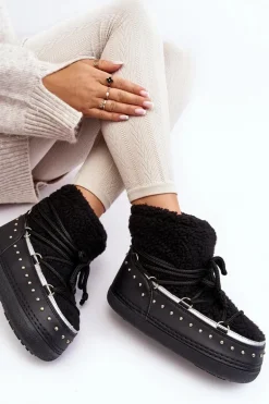 Damskie Ocieplane Śniegowce Czarne Rohes