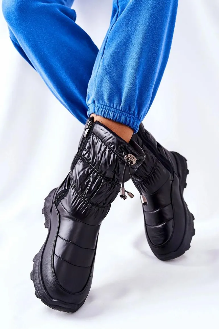 Damskie Ocieplane Śniegowce Na Suwak Czarne Starbone