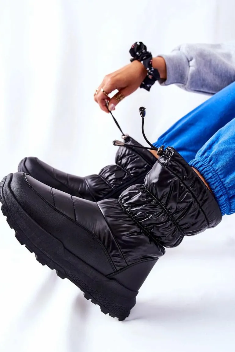 Damskie Ocieplane Śniegowce Na Suwak Czarne Starbone