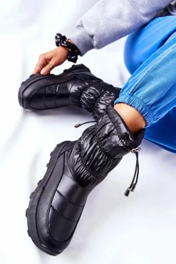 Damskie Ocieplane Śniegowce Na Suwak Czarne Starbone