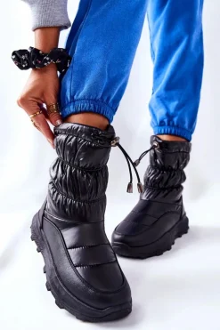 Damskie Ocieplane Śniegowce Na Suwak Czarne Starbone