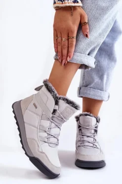 Damskie Ocieplane Śniegowce Cross Jeans KK2R4015C Szare