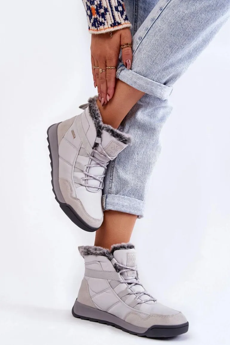 Damskie Ocieplane Śniegowce Cross Jeans KK2R4015C Szare