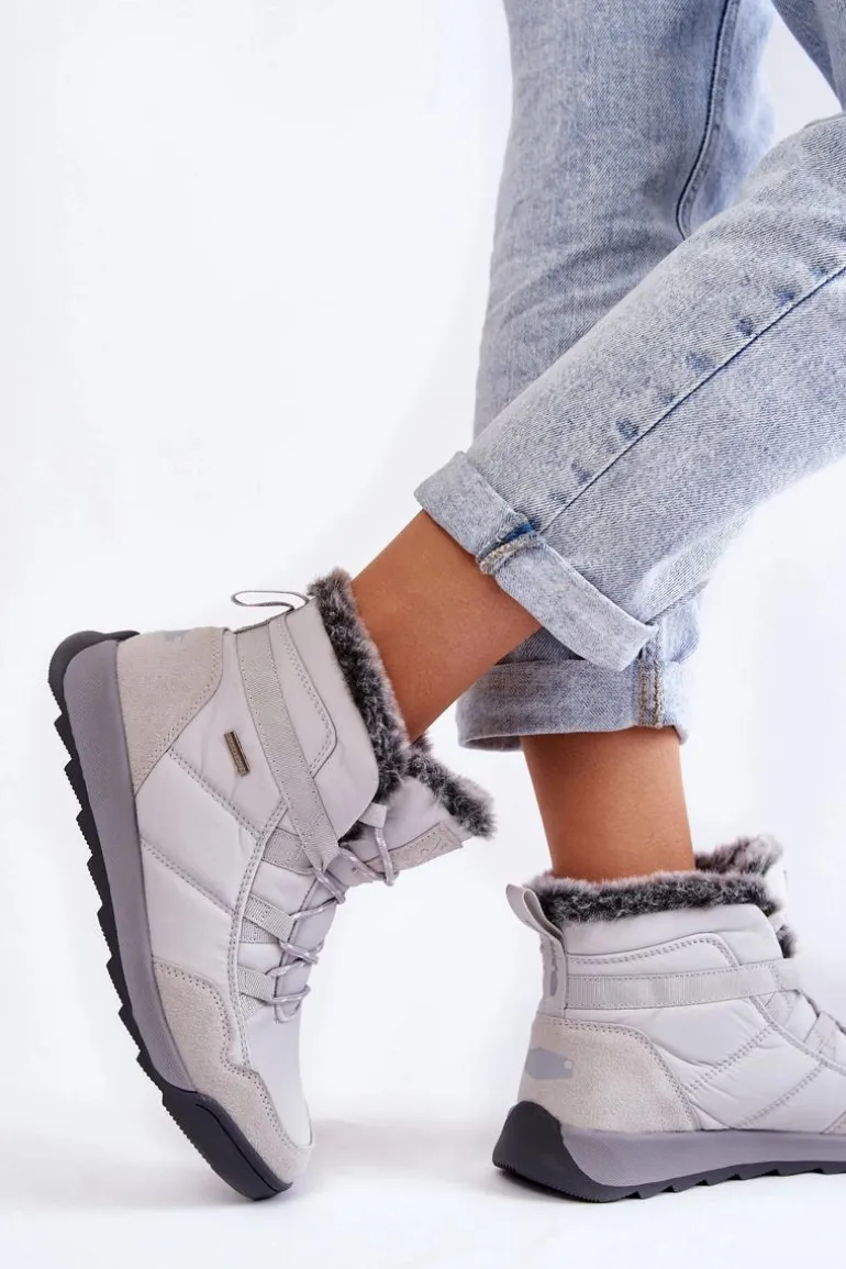 Damskie Ocieplane Śniegowce Cross Jeans KK2R4015C Szare