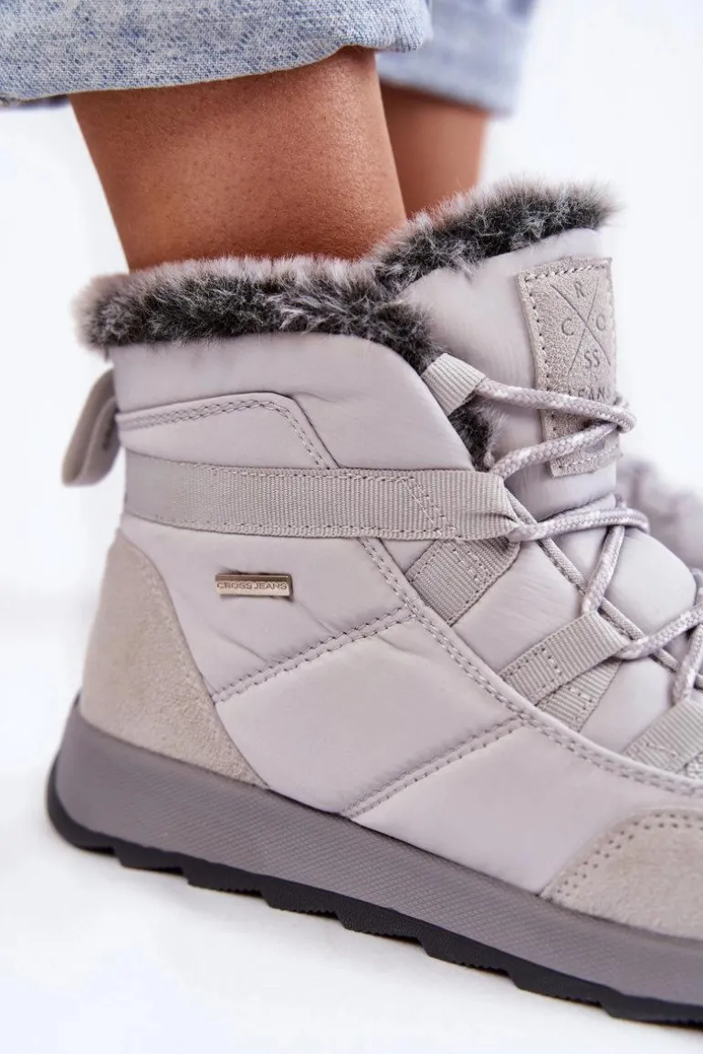 Damskie Ocieplane Śniegowce Cross Jeans KK2R4015C Szare