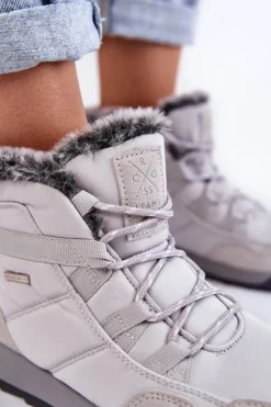 Damskie Ocieplane Śniegowce Cross Jeans KK2R4015C Szare