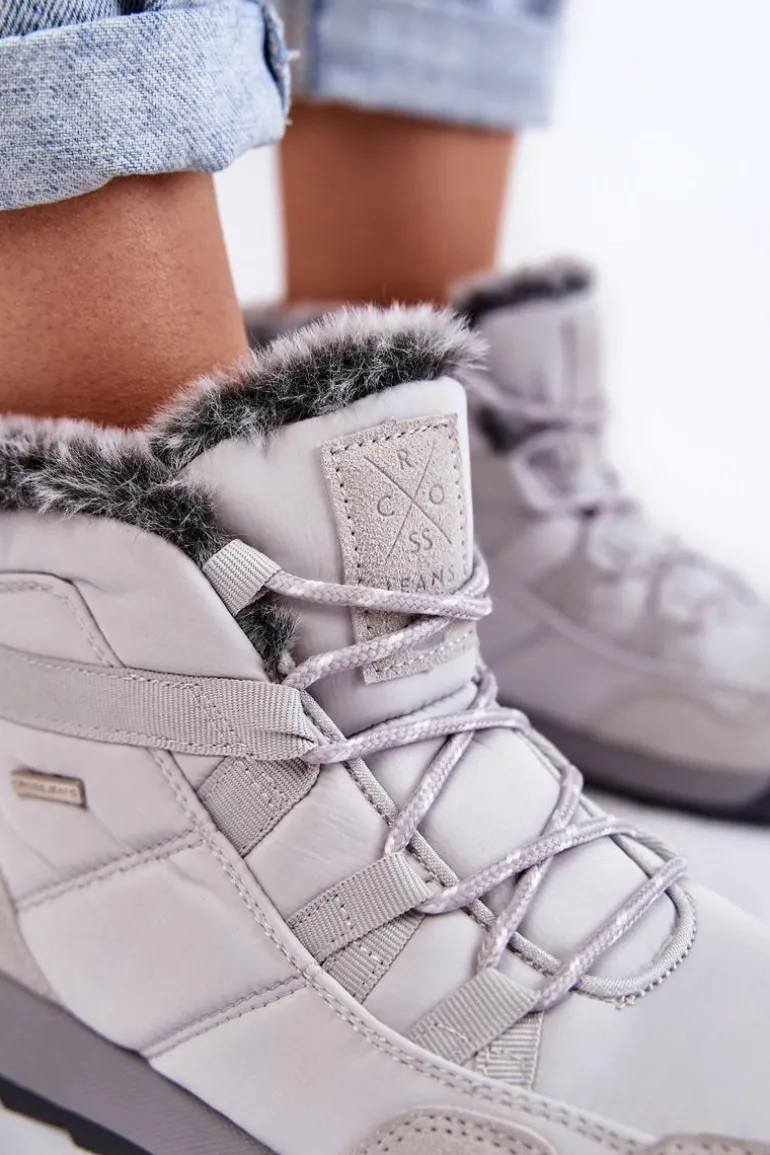 Damskie Ocieplane Śniegowce Cross Jeans KK2R4015C Szare