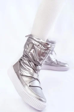 Damskie Ocieplane Śniegowce Big Star KK274195 Srebrne