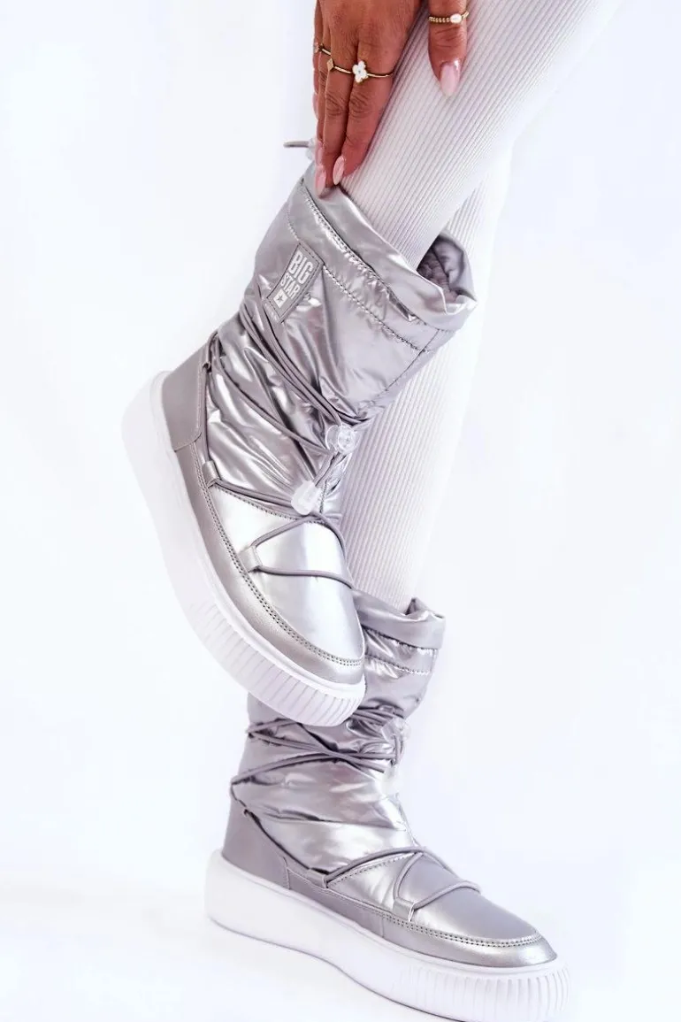 Damskie Ocieplane Śniegowce Big Star KK274195 Srebrne