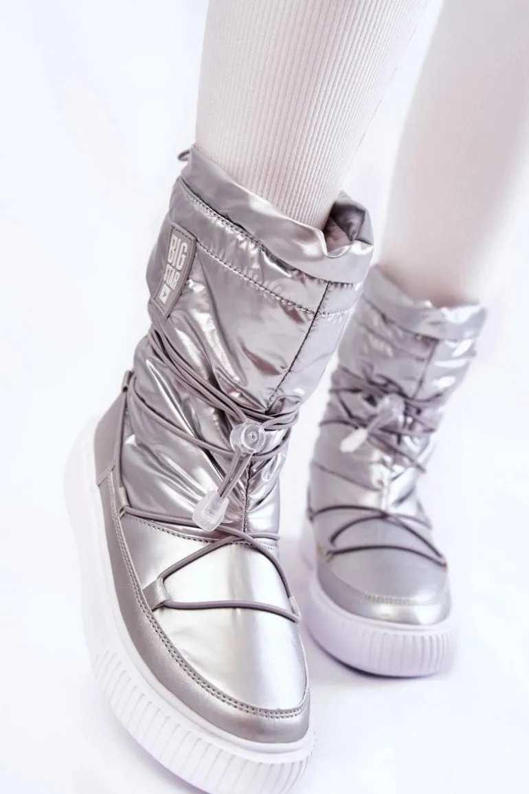 Damskie Ocieplane Śniegowce Big Star KK274195 Srebrne