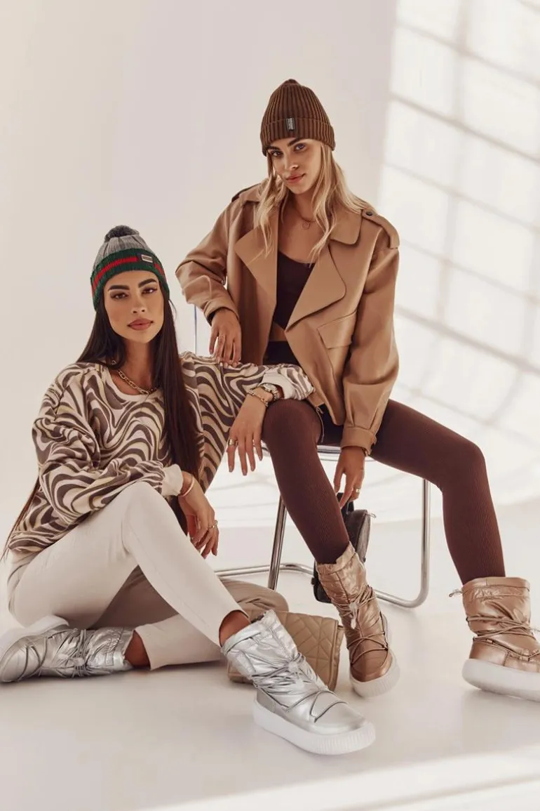 Damskie Ocieplane Śniegowce Big Star KK274195 Srebrne